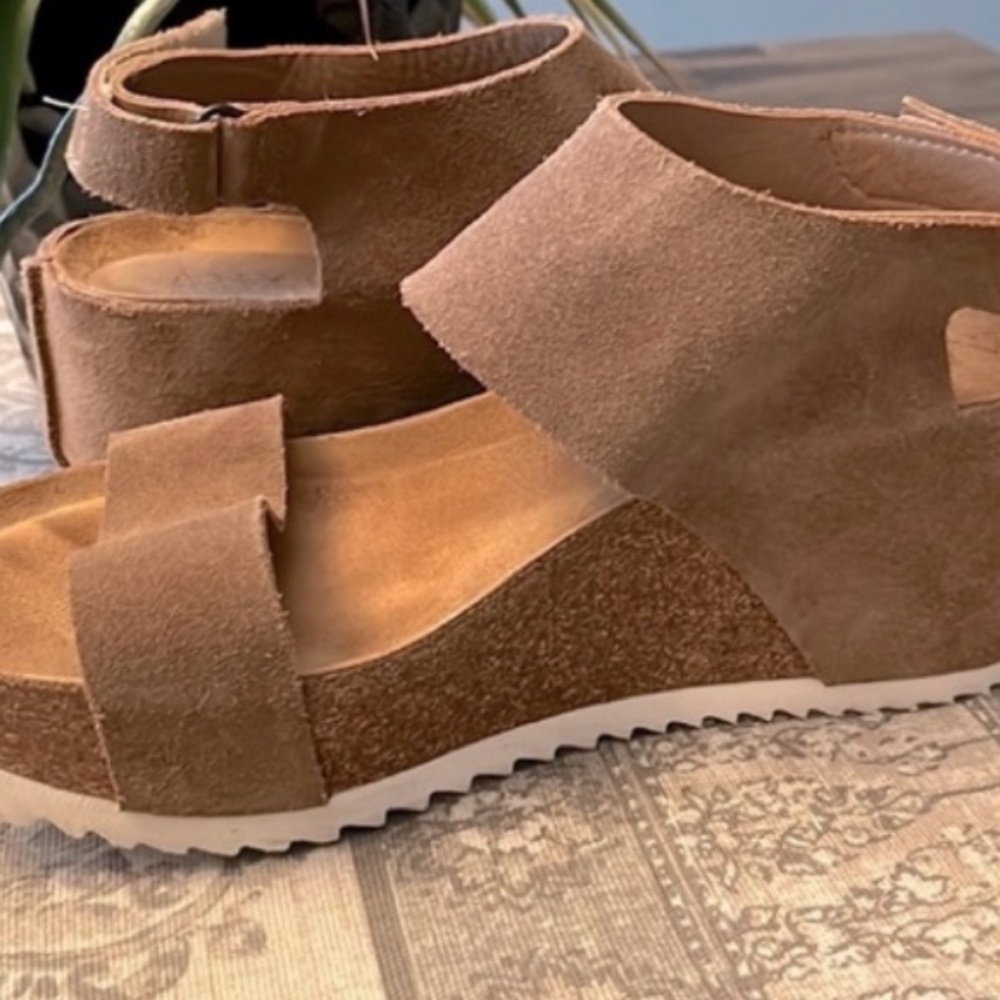 Anyi Lu Brown Suede Sandals